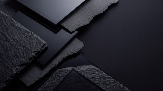 Black Slate and Glass Podium Background with Copy Space