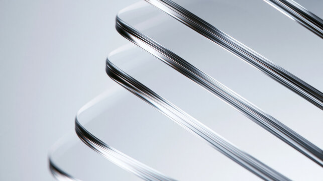 Stacked Tempered Curved Glass Sheets in Macro View