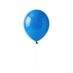 Single blue balloon with white string floating isolated on transparent background © Vova7