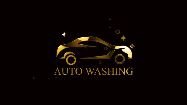 luxury gold washing car logo on black background
