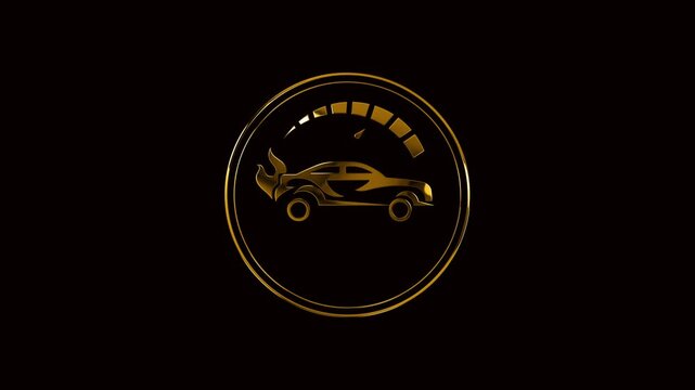 luxury gold the car logo with empty text on the black background