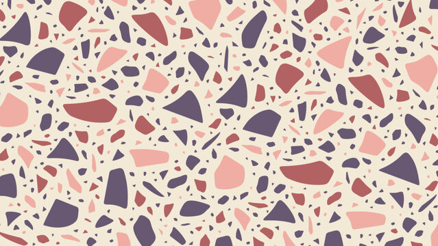 Seamless vector terrazzo pattern repeating mosaic flakes and tiles