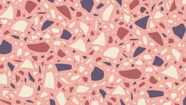 Seamless vector terrazzo pattern repeating mosaic flakes and tiles