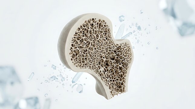 Osteoporosis human bone structure cross section 3d render