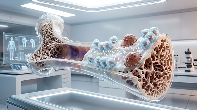 Osteoporosis bone anatomy visualization in a medical laboratory