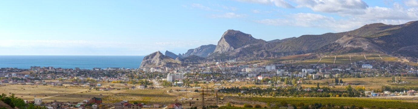 View towards Sudak from Ai-Georg mountain, Crimea.