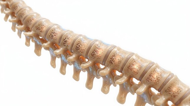 Osteoporosis medical illustration showing bone density loss in spine