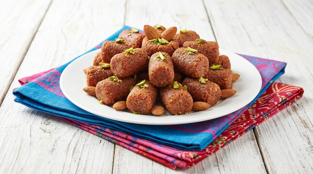 cylindrical Indian sweets peda