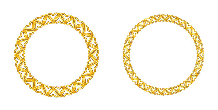 Heart Chain Link Pattern Circle Frame Border Background Vector Illustration