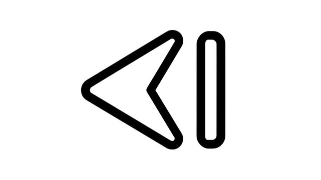 Rewind icon motion graphic, fast reverse symbol, playback control element, loop animation
