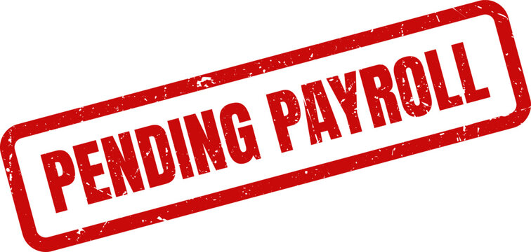 Red Pending Payroll Rubber Stamp Impression on White Background Illustrating Financial Transaction