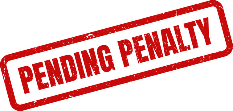 Red Pending Penalty Rubber Stamp Impression on White Background Illustrating Financial Or Business