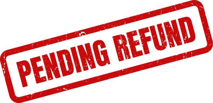 Red Pending Refund Rubber Stamp Impression on White Background Illustrating Financial Or Business
