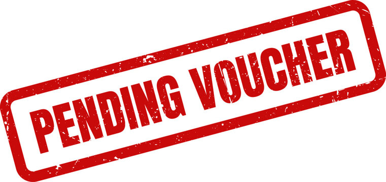 Red Pending Voucher Rubber Stamp Impression on White Background Illustrating Financial Or Business