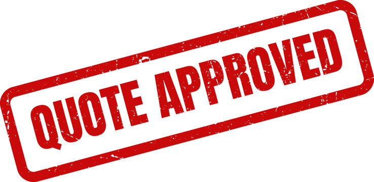 Red Quote Approved Rubber Stamp Impression on White Background Illustrating Approval And Completion