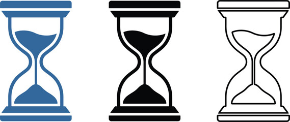 Classic sandglass hourglass time management icon in flat design and minimalist line art © Zahangir