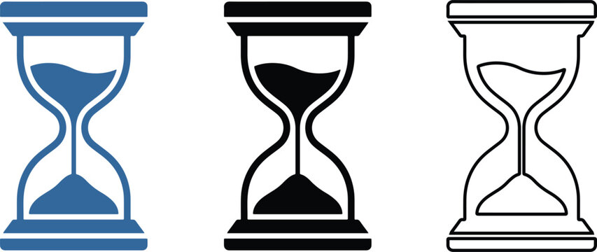 Classic sandglass hourglass time management icon in flat design and minimalist line art