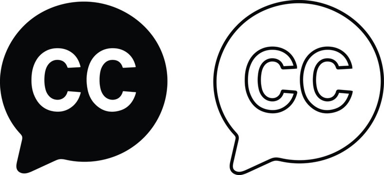 Speech bubble with CC closed captioning icon