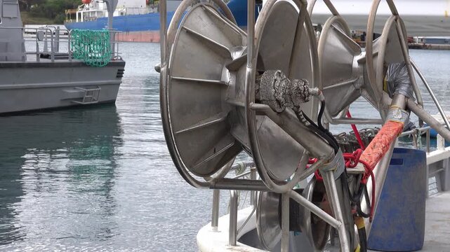 net-winding drums on a fishing vessel