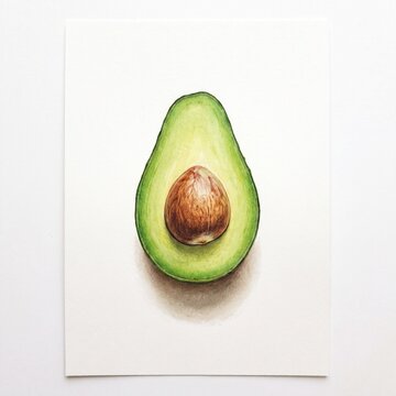 Fresh half avocado with pit isolated on white background for healthy food photography