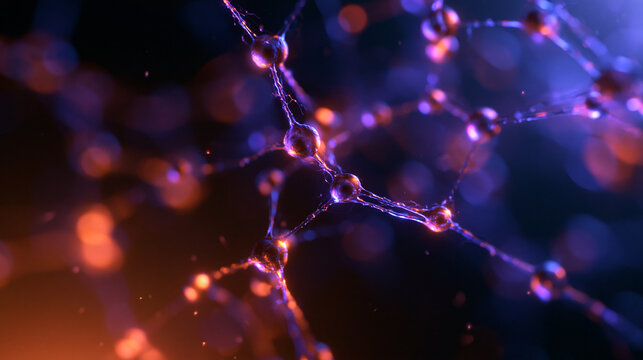 Abstract Neural Network and Glowing Molecular Structure Concept