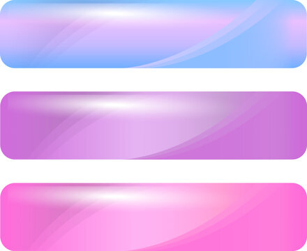 Glossy web button templates in bright neon colors isolated, colorful gel buttons set, editable vector illustration.