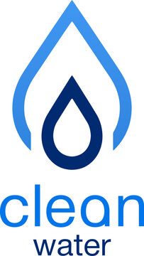 Modern water drop logo, blue liquid droplet icon for eco friendly business.