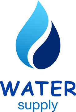 Modern water drop logo, blue liquid droplet icon for eco friendly business.