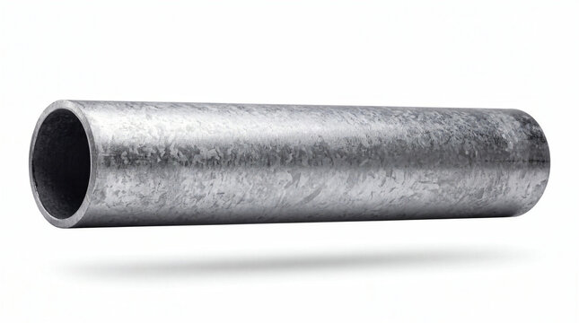Galvanized steel pipe isolated on a clean white background studio