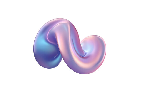 Glossy iridescent abstract three dimensional fluid shape