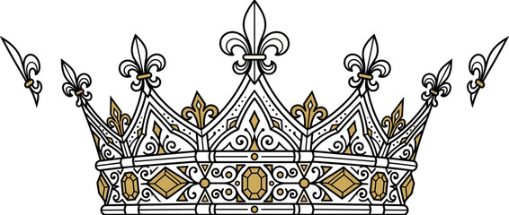 Ornate Regal Crown with Fleur de Lis Motifs © Anggrek