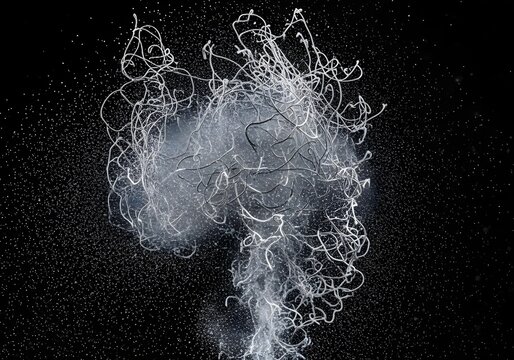 Dynamic Silver Powder Explosion and Splashing Fine Filaments in Midair