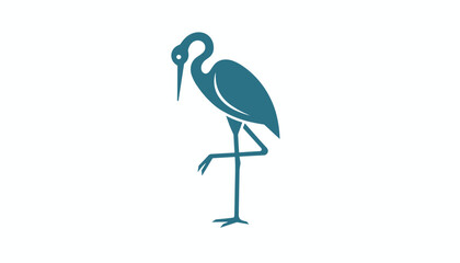 Naklejka premium Minimalist blue heron silhouette stands on one leg in a simple and elegant vector illustration depicting natural wildlife elegance and grace.