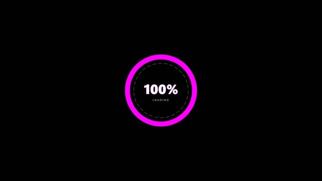 Neon Purple Synthwave Circular Loading Animation Modern Dotted Circular Preloader - 4K Video Loop