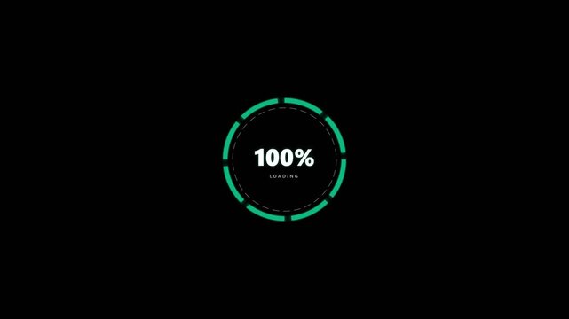 Neon Cyber Green Circular Loading Animation Rotating Segmented Ring - 4K Video Loop