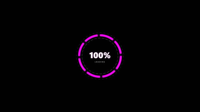 Neon Purple Synthwave Circular Loading Animation Modern Dotted Circular Preloader - 4K Video Loop