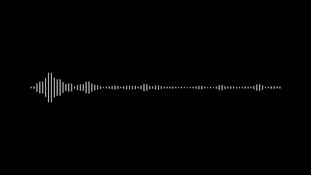 White audio waveform spectrum animation on alpha channel. transparent background. music equalizer. 4k animation