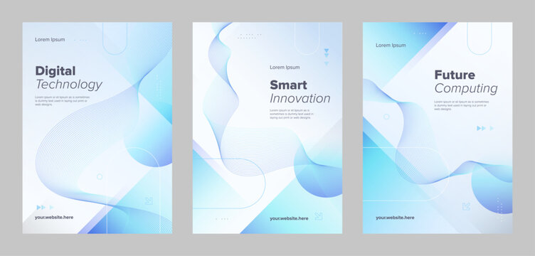 Abstract wave line digital poster. Vector cover template background. 