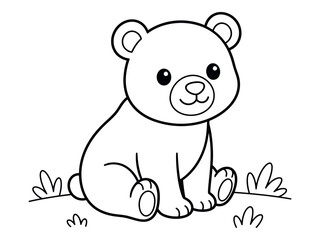 Cute bear cub coloring page illustration with white background silhouette © graphixarrow