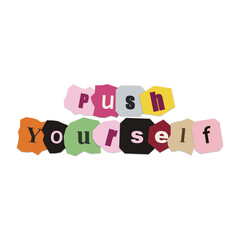 Push yourself motivational colorful text © Jihad