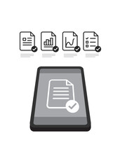 Fototapeta premium document verification set for digital tablet and report check symbols