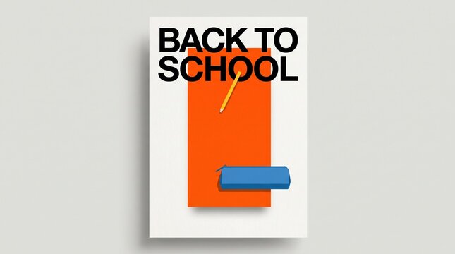 modern minimalist back to school poster with pencil case