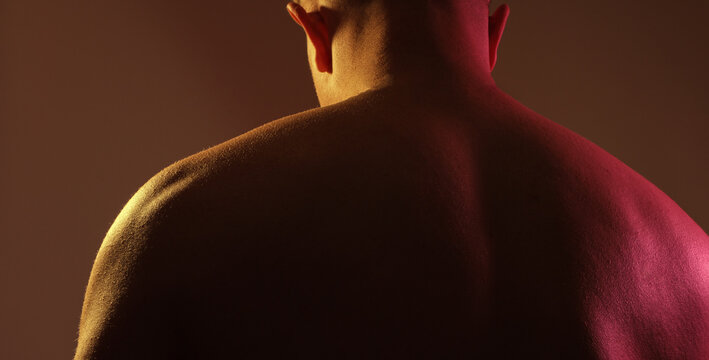 back of a man. Sporty. Man fit body. Naked. Model. Body man. Male. Photo. People. 