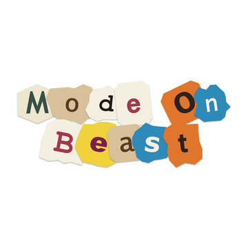 Colorful mode on beast text design with paper cutouts