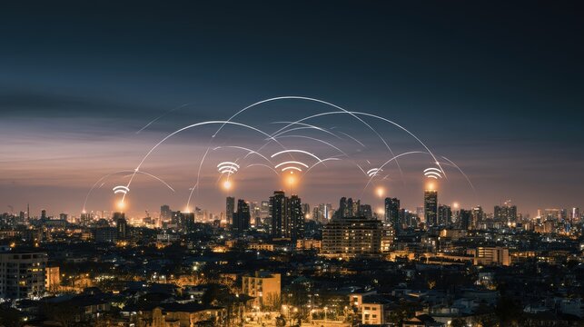5G wireless network, high speed internet, cloud computing or connect diagram technology, Data storage, service, synchronize, online, financial, Connectivity global, smart city, ecommerce, facility