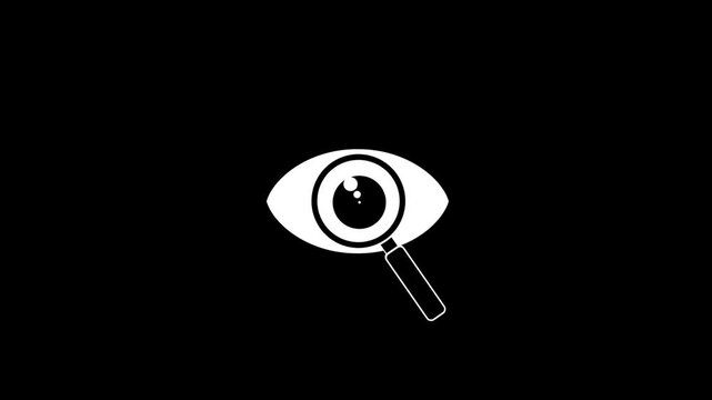 Eye with Diagonal Slash Icon Animation on Black Background