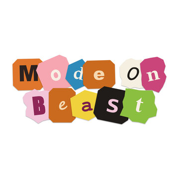 Colorful mode on beast text design with playful blocks