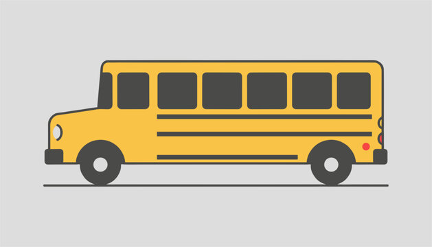 Traditional yellow school bus features classic design and is rendered as a clean flat vector illustration for educational travel concepts.