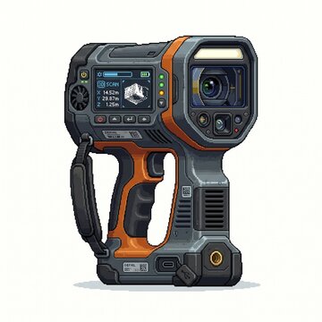 Handheld laser scanner for industrial surveying and digital twin mapping in flat design