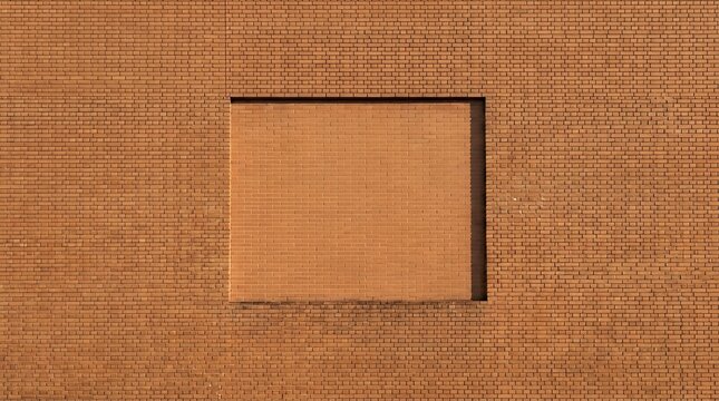 Uniform terracotta brickwork backdrop warm masonry arrangement continuous building structure building front view with text area Uniform red brick surface featuring even alignment and neutral shades